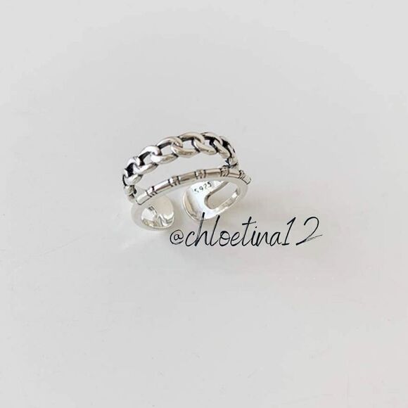 ✨Chloetina Two 925 Sterling Silver Open Adjustable Ring Set - Picture 6 of 9